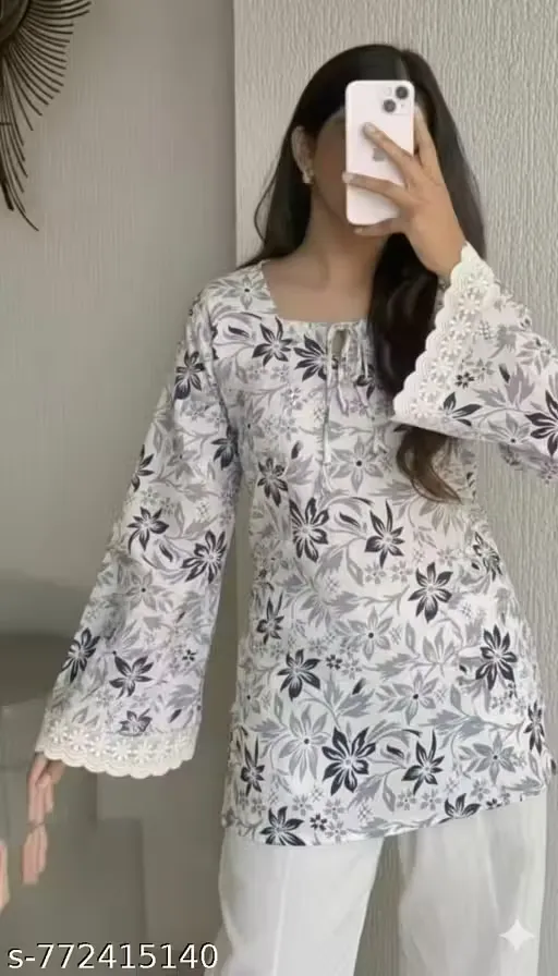 Women Floral Printed Short Kurti