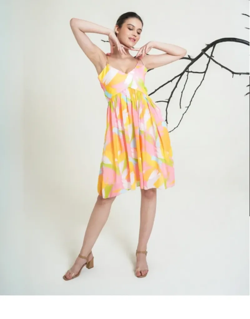 PURVAJA Women Fit and Flare Yellow Knee Length Dress