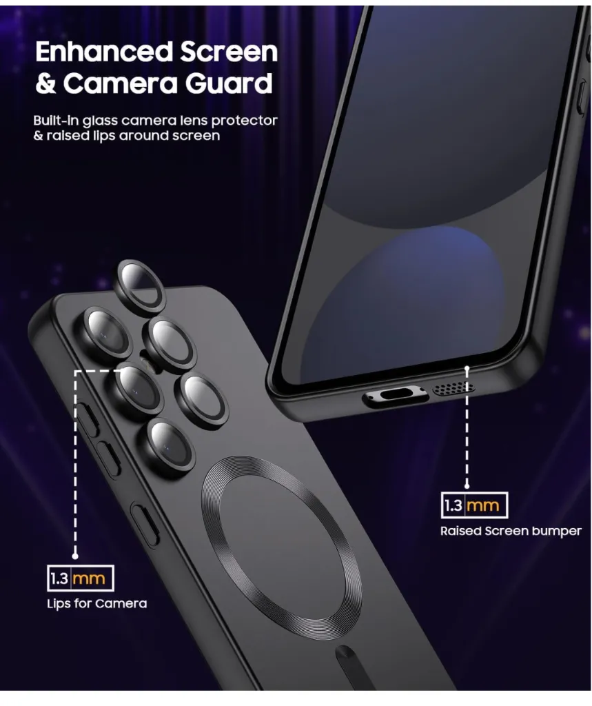 DIZORO Samsung A56 Case, Compatible with Mag Safe Back Cover, Matte Luxury Metallic Luster Flexible TPU Wireless Charging Shockproof Case with Camera Protector (Metallic Black) 79% off 299 only