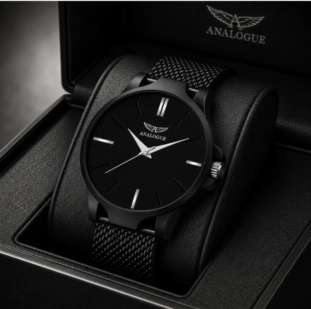 Analogue midnight and silicone mesh strap with water resistant