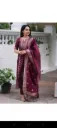 KL-ST-11-WINE-M Embroidered Kurta, Trouser/Pant & Dupatta Set