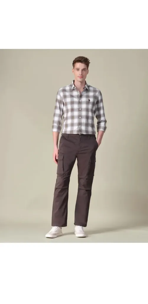 US Polo Brown Check Shirt