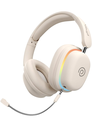 pTron Studio Xtreme, 70hrs Playtime, 40ms Low-Latency, Dual Device Pairing, Wireless Over Ear Headphones w/Detachable Mic & TruTalk ENC Calls, 40mm Drivers, RGB Lights, BT5.4 & Type-C Charging (Beige)